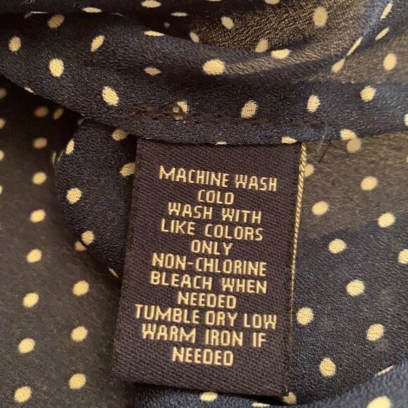 Chaps chiffon Off Shoulder Polka Dot Key Hole Blouse Top Navy 2X - Picture 9 of 9